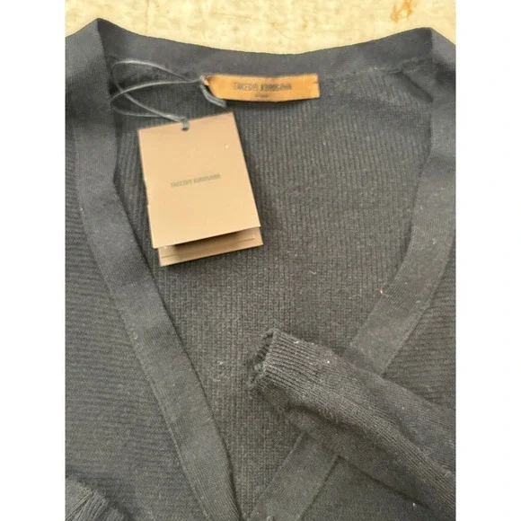 Takeshy Kurosawa Cardigan Men's XXL Black Merino Cashmere Blend NWT Italian Lux